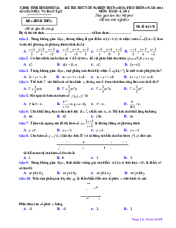 Đề thi thử tốt nghiệp THPT 2022 môn Toán lần 1 sở GD&ĐT Bình Phước