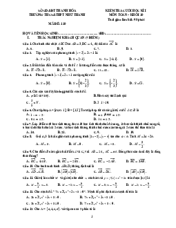 Đề thi cuối học kỳ 1 Toán 10 năm 2021 – 2022 trường Như Thanh – Thanh Hóa