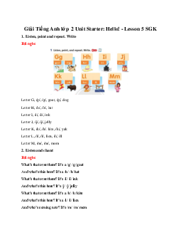 Unit Starter: Hello! - Lesson 5 SGK | Tiếng anh 2 Family and Friends