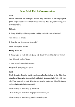 Giải Tiếng Anh 8 Unit 1: Communication | Kết nối tri thức
