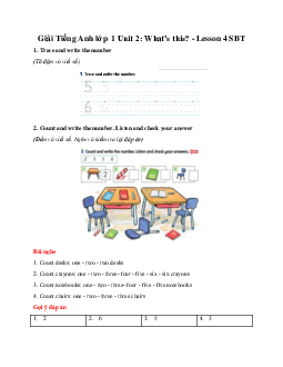Giải Tiếng Anh lớp 1 Unit 2: What’s this? - Lesson 4 SBT | Family & Friends