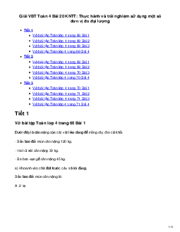 Vở bài tập Toán lớp 4 trang 68 Bài 20: Thực hành và trải nghiệm sử dụng một số đơn vị đo đại lượng Kết nối tri thức