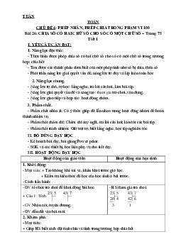Bài 26: Chia số có hai chữ số cho số có một chữ số  - Tiết 1 | Giáo án Toán 3 | Kết nối tri thức