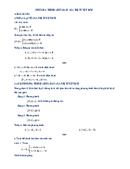 Chuyên đề phương trình chứa dấu giá trị tuyệt đối