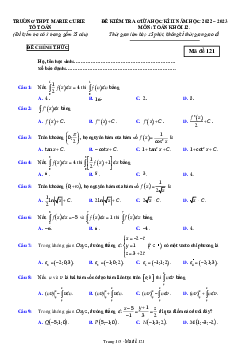 Đề giữa học kì 2 Toán 12 năm 2022 – 2023 trường THPT Marie Curie – TP HCM