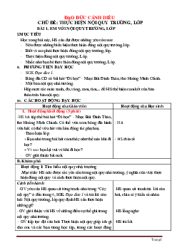 Giáo án môn Đạo Đức Lớp 1 Sách Cánh Diều Học Kỳ 1
