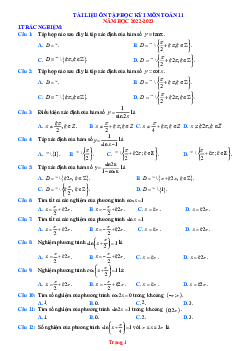 Tài liệu ôn tập Toán 11 học kỳ 1 năm 2022-2023