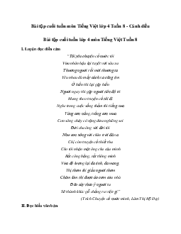 Giải Bài tập cuối tuần lớp 4 môn Tiếng Việt Cánh diều - Tuần 8