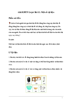 Giải KHTN Lớp 6 Bài 12: Một số vật liệu | Kết nối tri thức