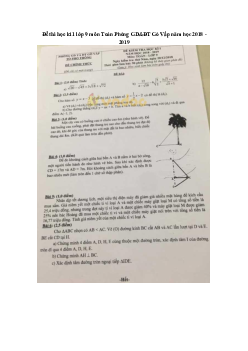 Đề thi học kì 1 lớp 9 môn Toán Phòng GD&ĐT Gò Vấp năm học 2018 - 2019
