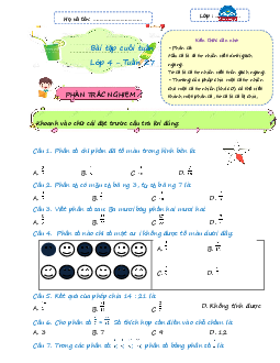 Giải Bài tập cuối tuần lớp 4 môn Toán Chân trời sáng tạo - Tuần 27