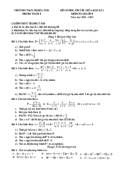 Đề cương giữa học kì 2 Toán 8 năm 2022 – 2023 trường THCS Nghĩa Tân – Hà Nội