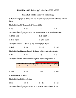 Đề thi học kì 2 lớp 1 năm 2022 - 2023 | Toán 1|  Kết nối tri thức với cuộc sống | đề 8