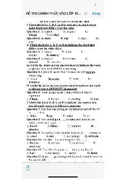 Đề thi tuyển sinh vào 10 môn Tiếng Anh của Sở GD&ĐT Quảng Ninh năm học 2024 - 2025