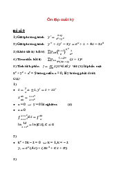 Ôn tập cuối kỳ - Giải tích 2 | Trường đại học Bách Khoa, Đại học Đà Nẵng