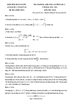 Đề thi chọn học sinh giỏi Toán 11 năm 2019 – 2020 sở GD&ĐT Thái Nguyên