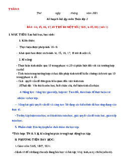 Giáo án Toán 2 | Ôn tập trừ đi một số sách Chân trời sáng tạo (cả năm) | Tuần 8 Tiết 3