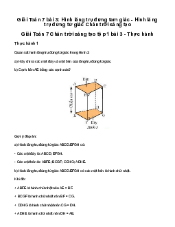 Giải Toán lớp 7 bài 3: Hình lăng trụ đứng tam giác - Hình lăng trụ đứng tứ giác | Chân trời sáng tạo