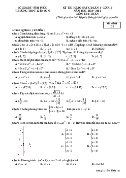 Đề thi KSCL Toán 10 lần 1 năm 2020 – 2021 trường THPT Liễn Sơn – Vĩnh Phúc