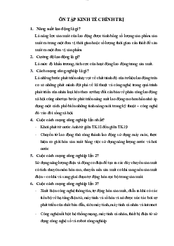 Tài liệu ôn tập cuối kì môn Kinh tế chính trị | Trường Đại học Kinh tế và Quản trị Kinh doanh, Đại học Thái Nguyên