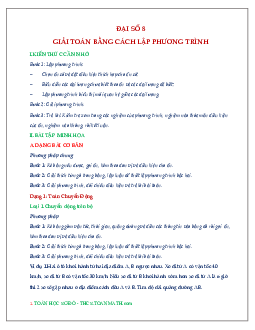 Chuyên đề giải toán bằng cách lập phương trình