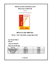Tiểu luận Lịch sử phát triển phép biện chứng | Môn Triết học Mác - Lênin - Đại học Bách Khoa Hà Nội