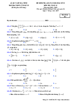 Đề thi HK2 Toán 12 năm học 2018 – 2019 trường THPT Lý Thái Tổ – Bắc Ninh