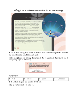 Tiếng Anh 7 Friends Plus Unit 6 CLIL Technology