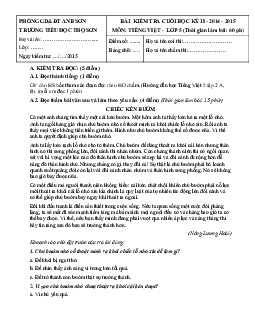 Đề kiểm tra cuối học kì 2 môn Tiếng Việt lớp 5 năm 2015 trường Tiểu học Thọ Sơn, Nghệ An