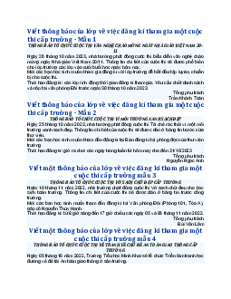 Viết một thông báo của lớp về việc đăng kí tham gia một cuộc thi cấp trường - Tập làm văn lớp 3 Kết nối tri thức