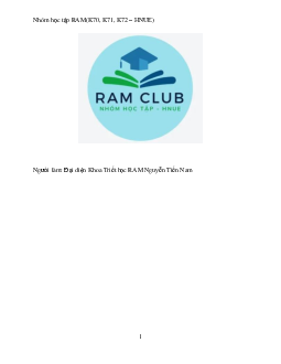 Đáp án tham khảo đề cương Triết học K72 | Đại học Sư phạm Hà Nội