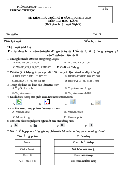 Đề thi Tin học lớp 5 cuối kì 2 Có đáp án năm 2019 - 2020