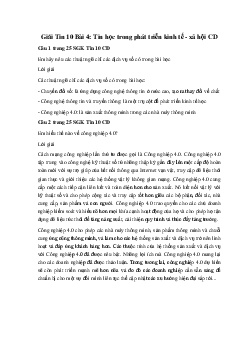 Giải Tin 10 Bài 4: Tin học trong phát triển kinh tế - xã hội CD