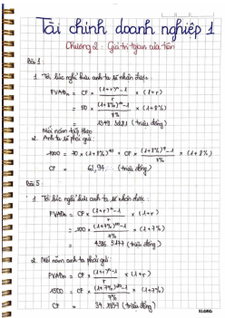 Đáp án bài tập môn Tài chính doanh nghiệp 1 | Học viện Ngân Hàng