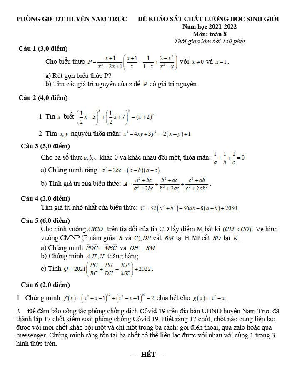 Đề học sinh giỏi Toán 8 năm 2021 – 2022 phòng GD&ĐT Nam Trực – Nam Định