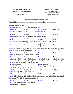 Đề thi giữa HK1 Toán 10 năm 2020 – 2021 trường THPT Lê Hồng Phong – Quảng Nam