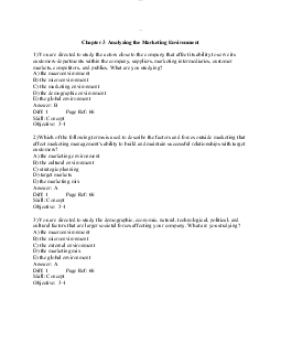 Trắc nghiệm ôn tập Chapter 3  Analyzing the Marketing Environment (có đáp án) | Đại học Ngoại Thương