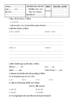 Đề thi học kì 1 môn Toán 4 năm 2023 - 2024 sách Kết nối tri thức với cuộc sống | Đề 3