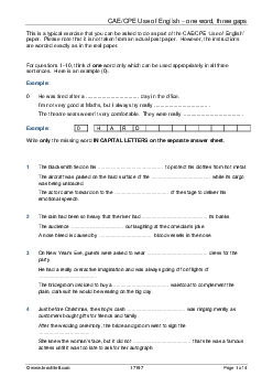 CAE/CPE Use of English – one word, three gap with key