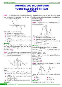 134 bài toán đơn điệu, cực trị, GTLN – GTNN, tương giao của đồ thị hàm số (VD – VDC) Toán 12