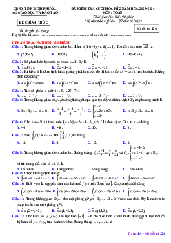 Đề thi cuối học kì 2 Toán 12 năm 2023 – 2024 sở GD&ĐT Bình Phước