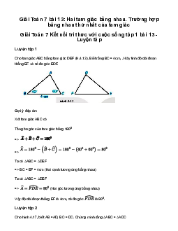 Giải Toán 7 Bài 13: Hai tam giác bằng nhau. Trường hợp bằng nhau thứ nhất của tam giác | Kết nối tri thức