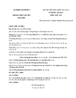 Đề thi thử THPT Quốc gia 2021 môn Ngữ Văn trường chuyên Trần Phú, Hải Phòng lần 1