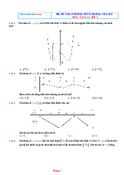 Bộ Đề Thi HK1 Môn Toán 12 Năm 2022-2023 (Có Đáp Án)