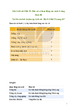 Giải Lịch sử Địa lí lớp 4 Bài 25: Dân cư và hoạt động sản xuất ở vùng Nam Bộ | Kết nối tri thức