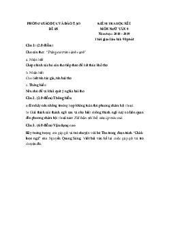 Đề thi học kì 1 lớp 9 môn Ngữ văn Phòng GD&ĐT Dĩ An năm học 2018 - 2019