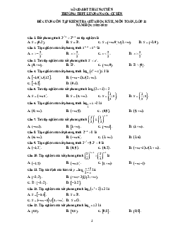 Đề cương giữa kỳ 2 Toán 12 năm 2022 – 2023 THPT Lương Ngọc Quyến – Thái Nguyên