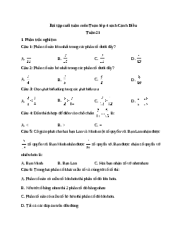 Bài tập cuối tuần Toán lớp 4 Cánh diều - Tuần 22
