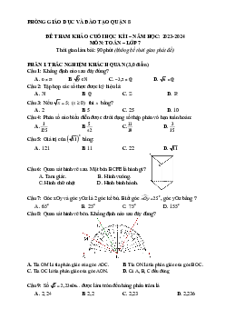 Bộ đề tham khảo cuối kì 1 Toán 7 năm 2023 – 2024 phòng GD&ĐT quận 8 – TP HCM