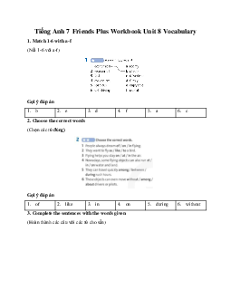 Tiếng Anh 7 Friends Plus Workbook Unit 8 Vocabulary